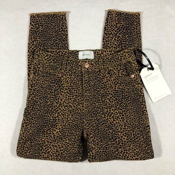 NEW Current/Elliott Womens 26 High Waist Stiletto Animal Print Jeans Pants $228
